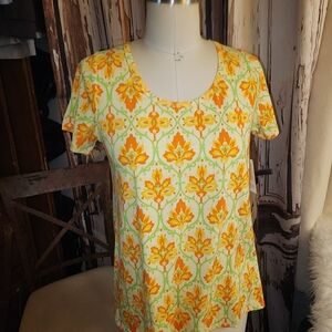 LuLaRoe Short Sleeve Top - Orange and Green Floral